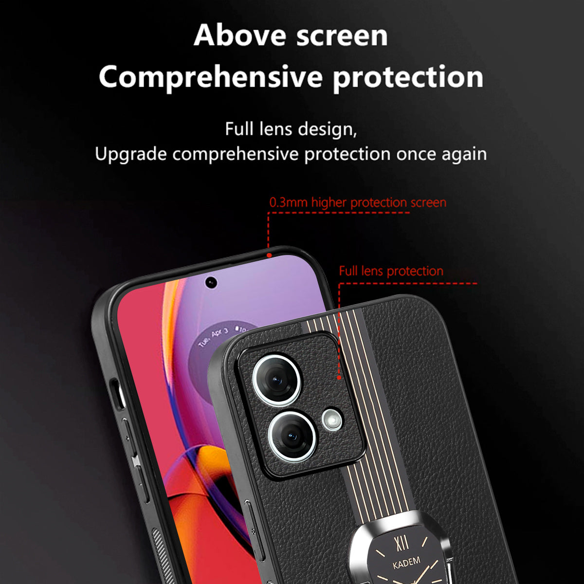 KADEM For Motorola Moto G84 5G Kickstand Mobile Phone Case PU+TPU+Acrylic Cover Anti-Scratch Phone Shell KADEM For Motorola Moto G84 5G Kickstand Mobile Phone Case PU+TPU+Acrylic Cover Anti-Scratch Phone Shell